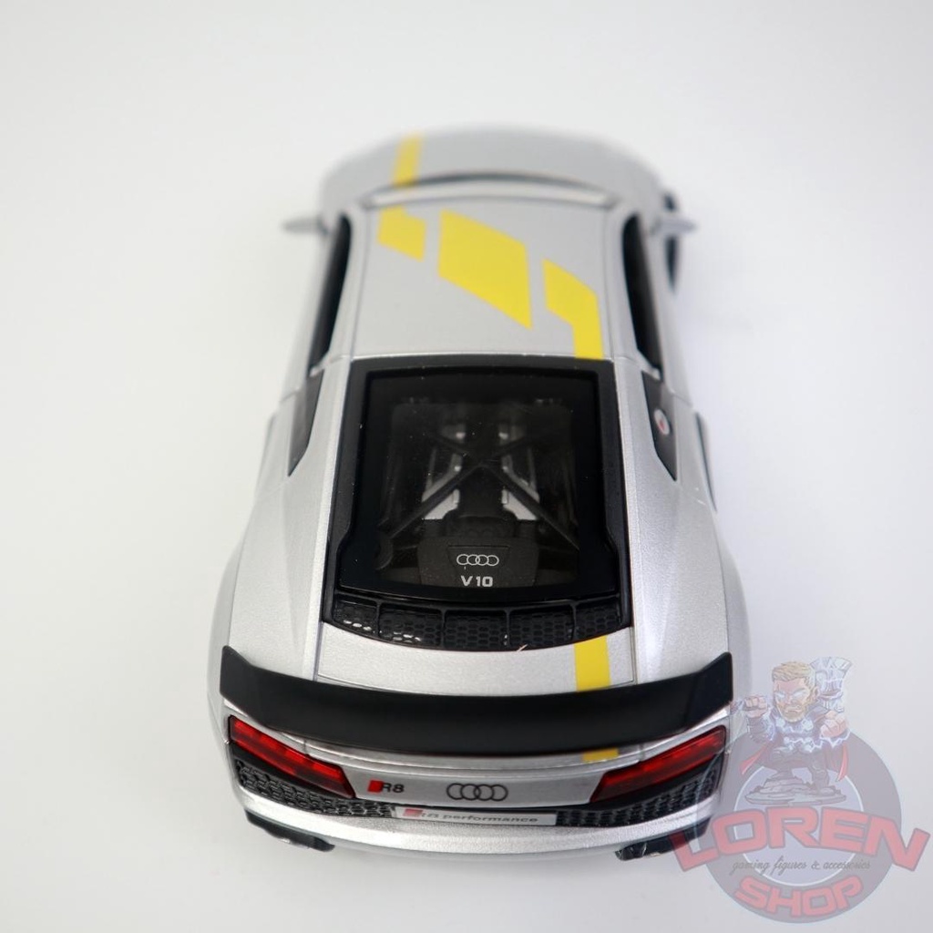 Mô hình ô tô kim loại Audi R8 V10 Plus tỷ lệ 1:32, xe hơi thể thao có đèn còi mở được cửa - Lorenshop