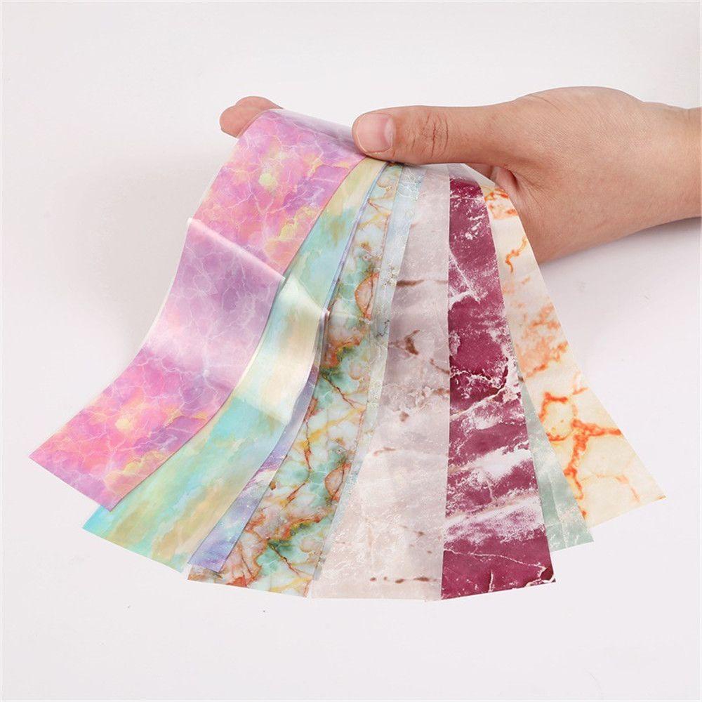 DIACHAVN Set 10 Tấm Giấy Foil Họa Tiết Cẩm Thạch Dán Móng Nghệ Thuật