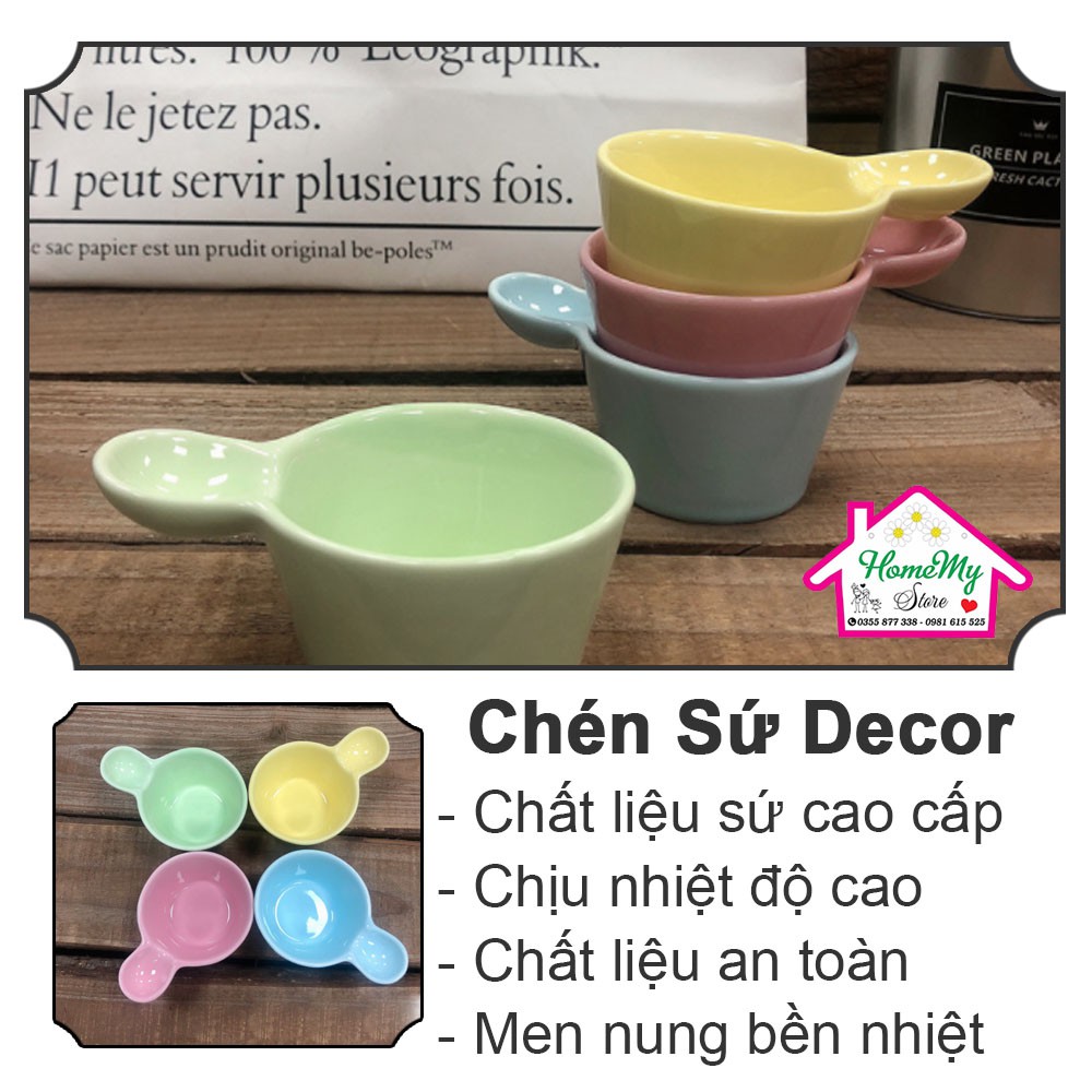 [Pink] Chén sứ 💎 gáo sứ mini trang trí decor đựng gia vị cho phòng ăn gian bếp màu hường gốm sứ bát tràng