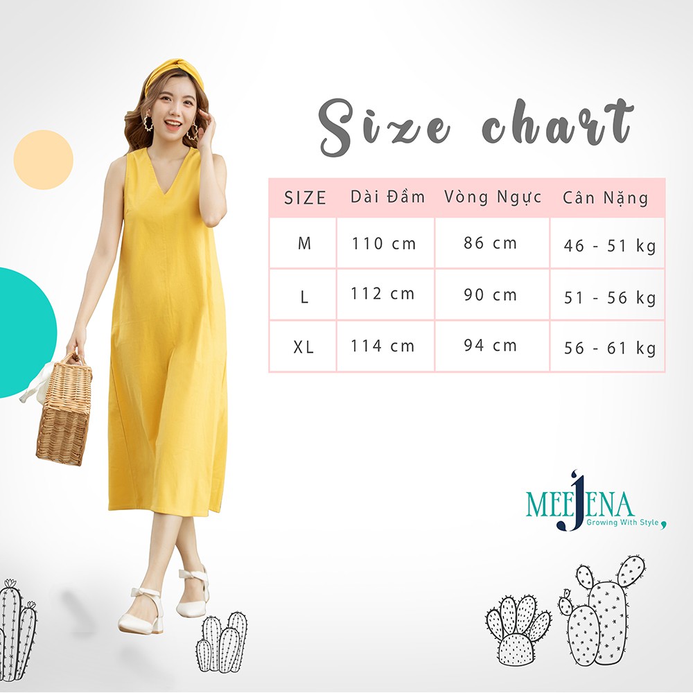 Đầm Maxi Nữ Sát Nách Cổ TIM Vải LINEN Trơn 2 Màu 46 - 61 kg - MEEJENA - 3957