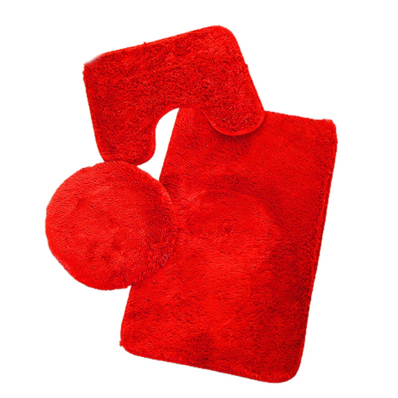 Bộ 3 Thảm Trải Sàn Nhà Tắm + Nắp Bồn Cầu Bằng Sợi Micro Siêu Mềm Giặt Được Tiện Dụng