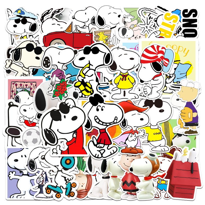 Set 50 Miếng Dán Trang Trí Chống Thấm Nước Hình Chú Cún Snoopy Đáng Yêu