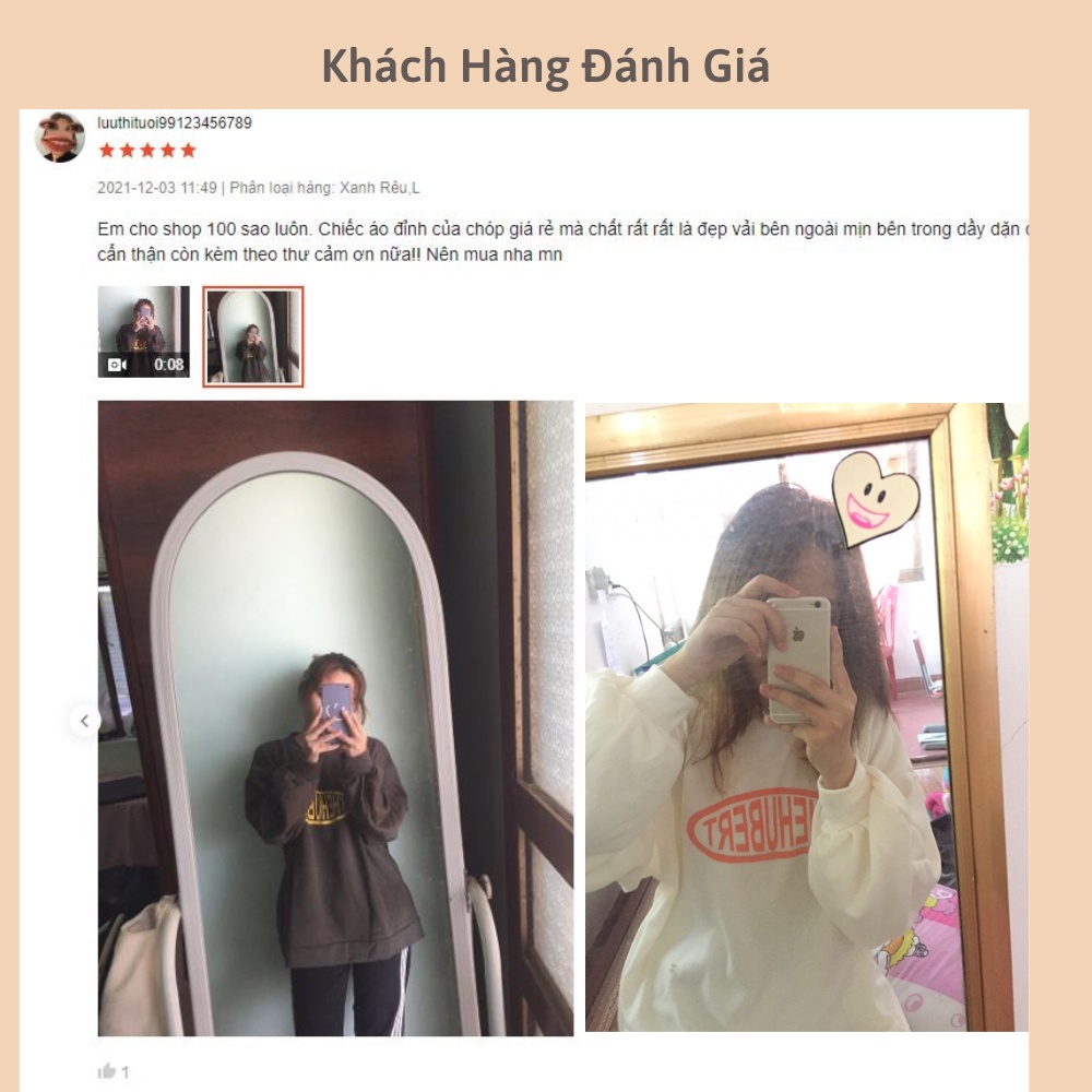 Áo nỉ sweater nam nữ unisex TheHuBert form rộng dài tay basic, áo sweater nữ form rộng tay bồng Streetwear