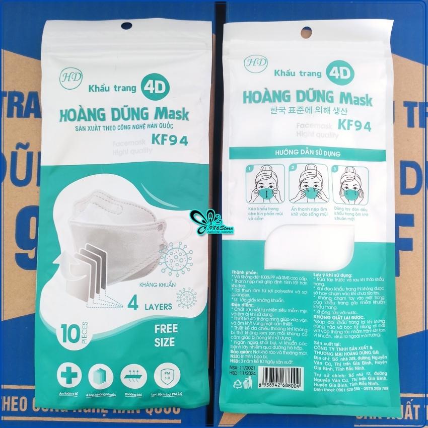 [ Thùng 300 Chiếc Màu Xám ] Khẩu Trang Y Tế KF94 Hoàng Dũng Mask 4D Công Nghệ Hàn Quốc 4 Lớp Lớp Kháng Khuẩn, Kháng Bụi