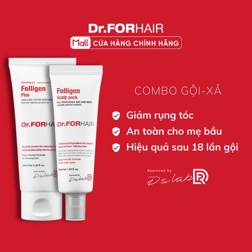 Dầu gội xả ngăn ngừa, giảm rụng tóc và dưỡng tóc mượt Dr.FORHAIR/Dr For Hair Folligen 150ml/bộ