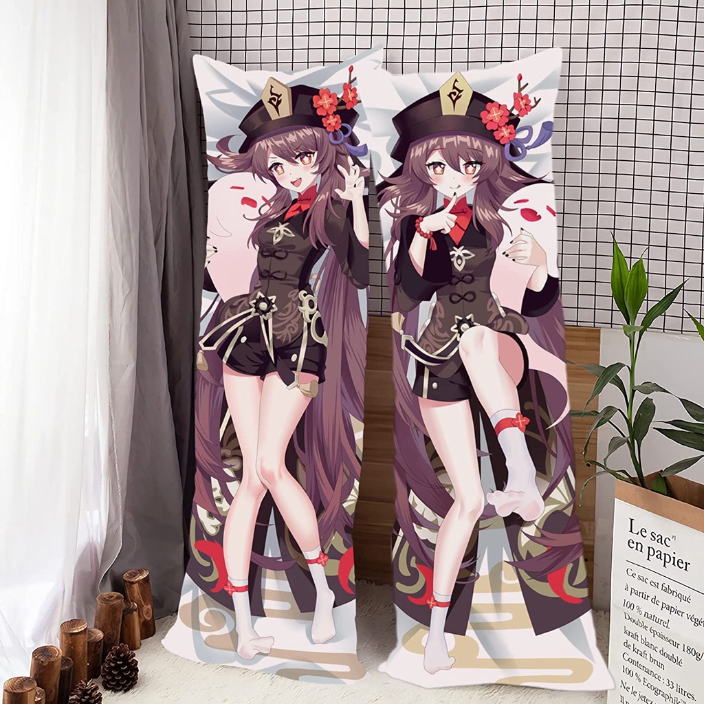 Vỏ Gối Ôm In Hình Anime Genshin Va Chạm Hu Tao Dakim Sakura Ôm Body 2 Mặt