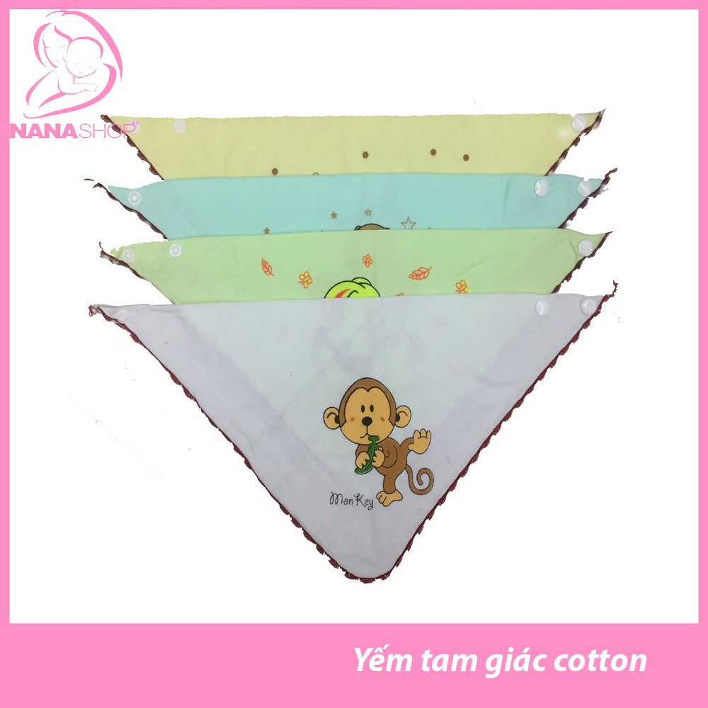 Set 4 yếm tam giác cotton 2 lớp mịn có cúc bấm made in VietNam