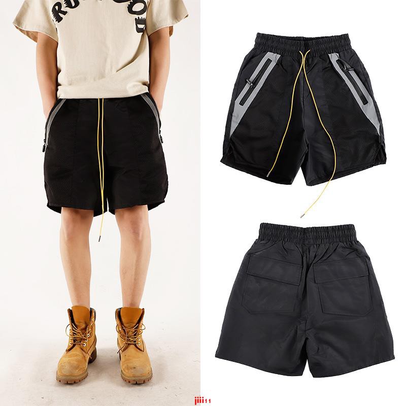 Rhude 2020 summer drawstring reflective stitching pocket sports shorts men's casual pants