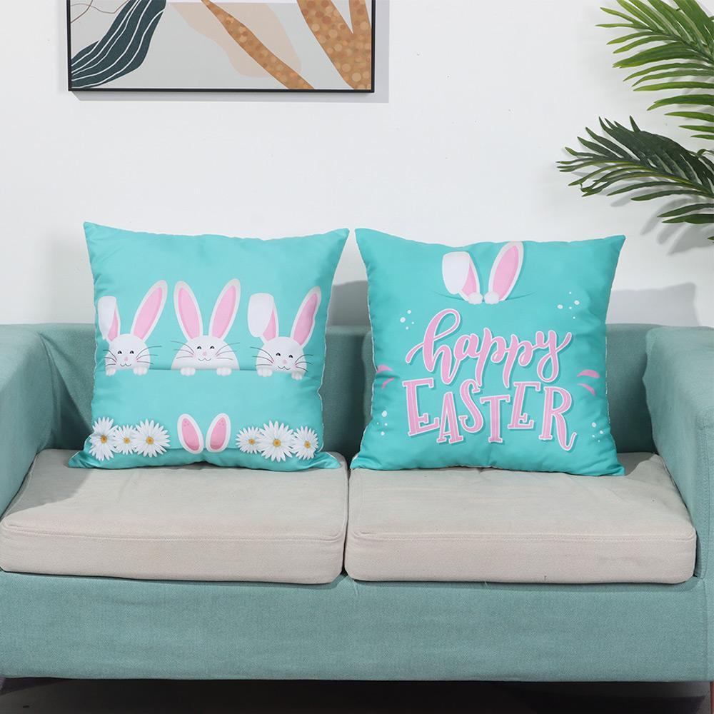 Vỏ Gối Vuông 45 * 45Cm Họa Tiết Thỏ Đáng Yêu