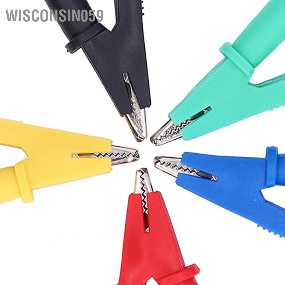 Wisconsin059 Crocodile Clip Insulated Test Clamp with 4mm Jack 5mm Opening Red Black Yellow Green Blue J.60048