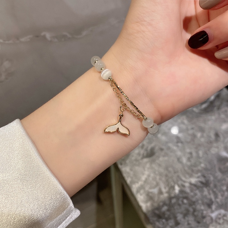 Vòng Tay Đính Hạt Cườm Hình Đuôi Cá Phong Cách Thời Trang Hàn Quốc Mới