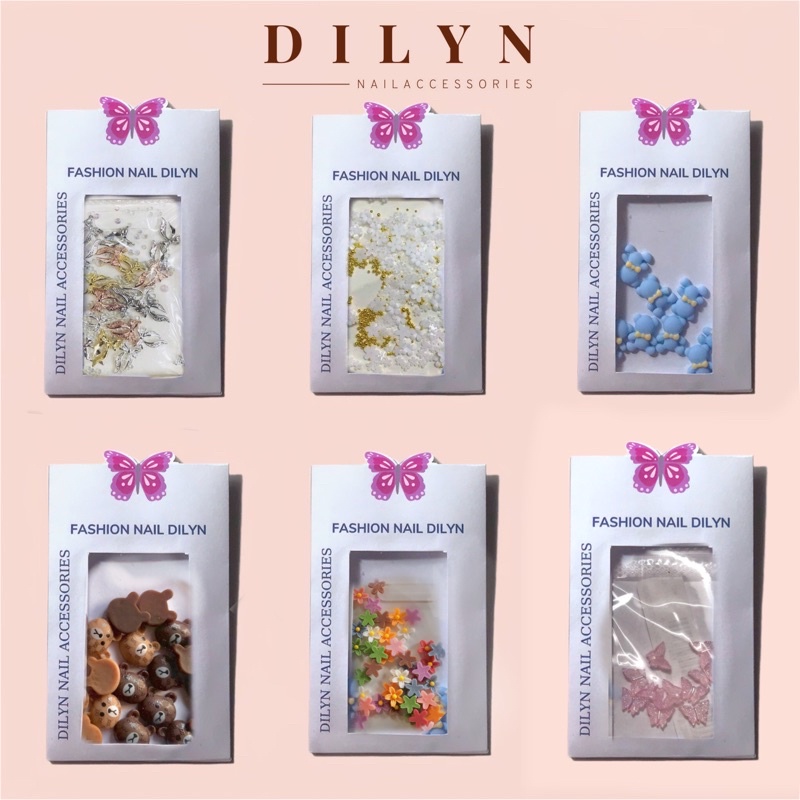 Charm Gói Hoạt Hình, Nơ, Đá, Tim Siêu Hot