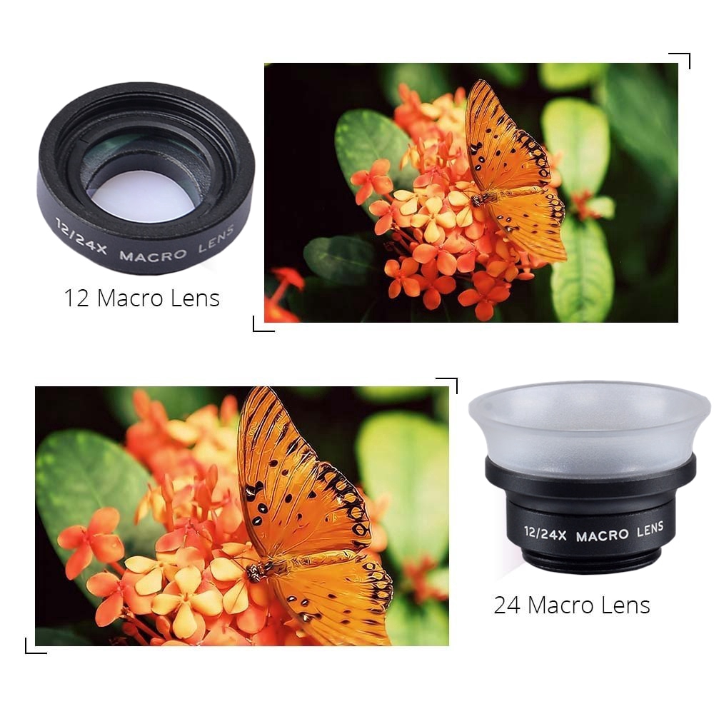 Điện thoại APEXEL Professional Mobile Camera Lens lentes 12X / 24X Macro ống kính Super Macro cho iPhone 6 7