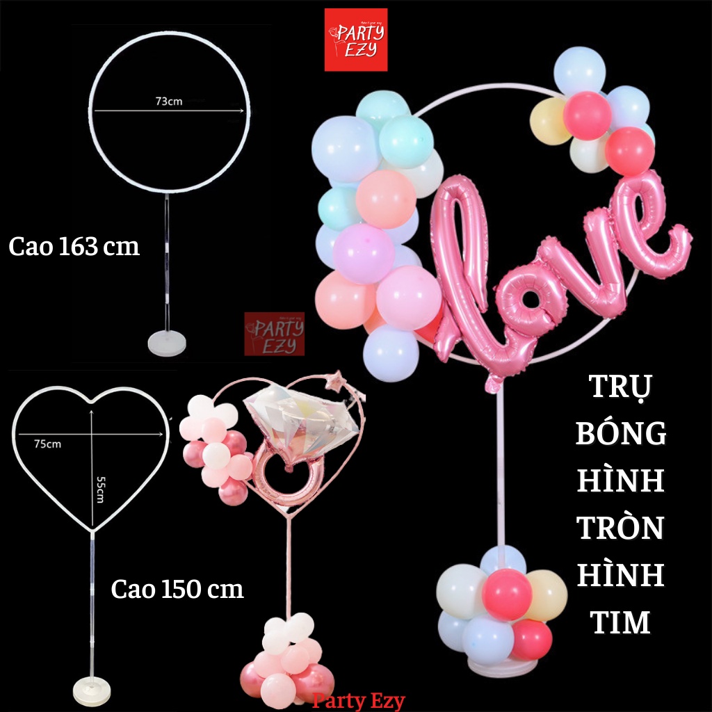 BỘ TRỤ CẮM BÓNG TRANG TRÍ HÌNH TRÒN-HÌNH TRÁI TIM 163CM,150CM