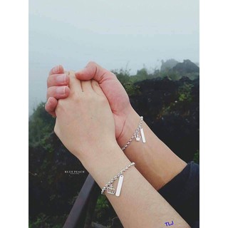 Lắc tay đôi bạc khắc tên laser