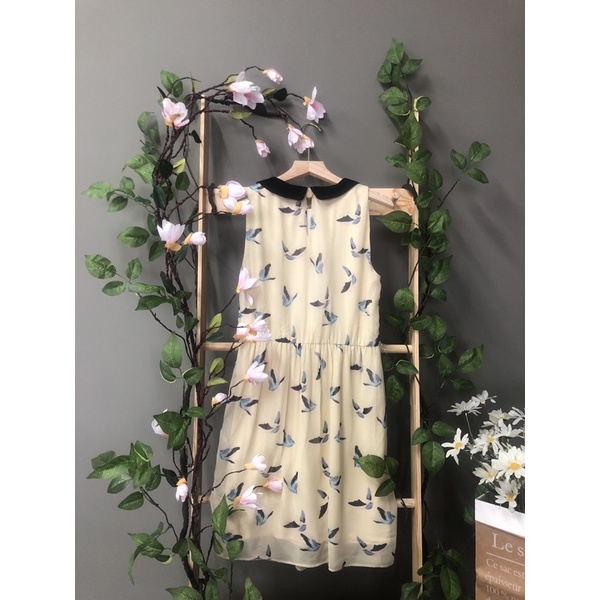Pass đầm Zara vàng nhạt in hình chim