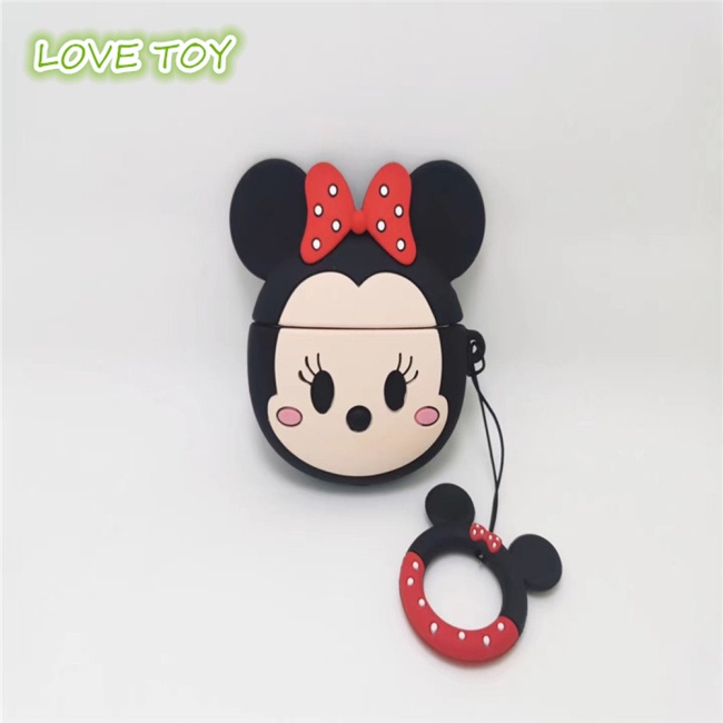 Vỏ Bảo Vệ Hộp Sạc Tai Nghe Bluetooth Bằng Silicon Hình Mickey Minnie Stitch
