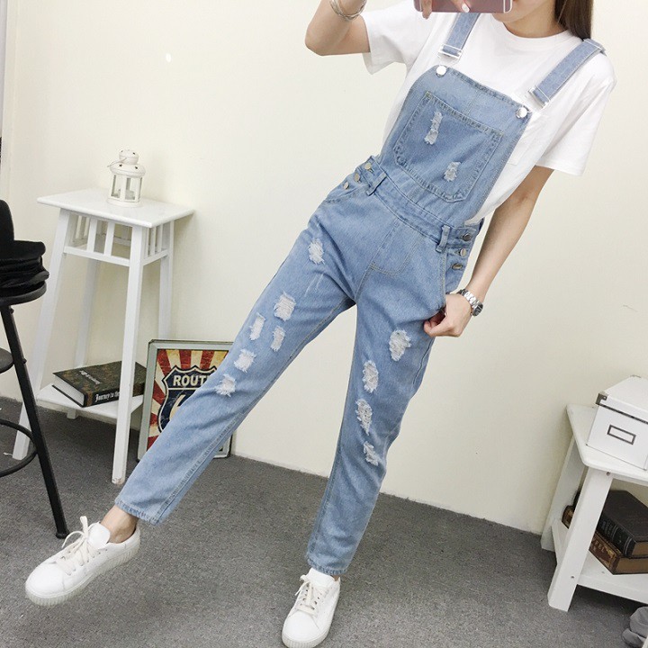 [TRỢ SHIP ĐƠN 50K] Quần yếm jean dài vải dày không co dãn, chất lượng chuẩn Quảng Châu YD20