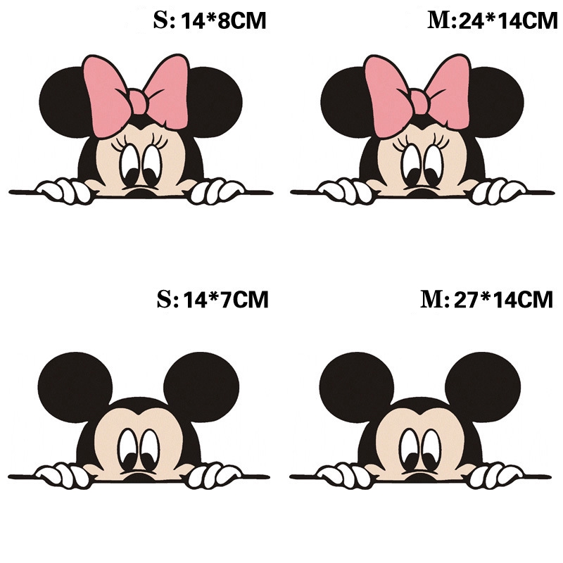 Decal hình chuột Mickey Minnie dán kính chiếu hậu xe hơi