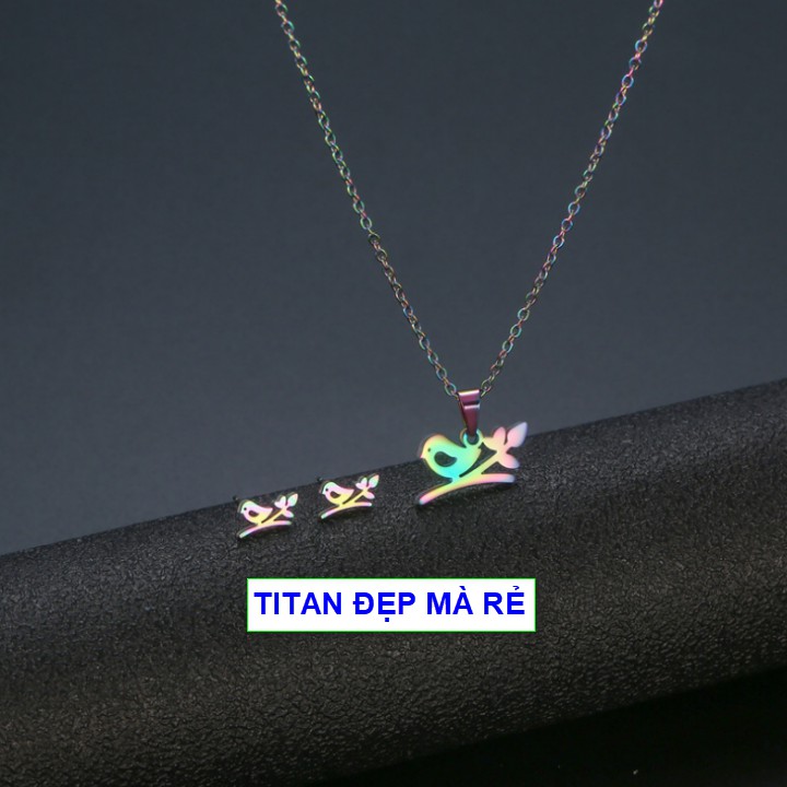 Bộ trang sức nhỏ titan mặt chú chim non xinh lung linh cho nữ - Hàng titan màu sắc bóng bền đẹp - Cam kết 1 đổi 1 nếu đe