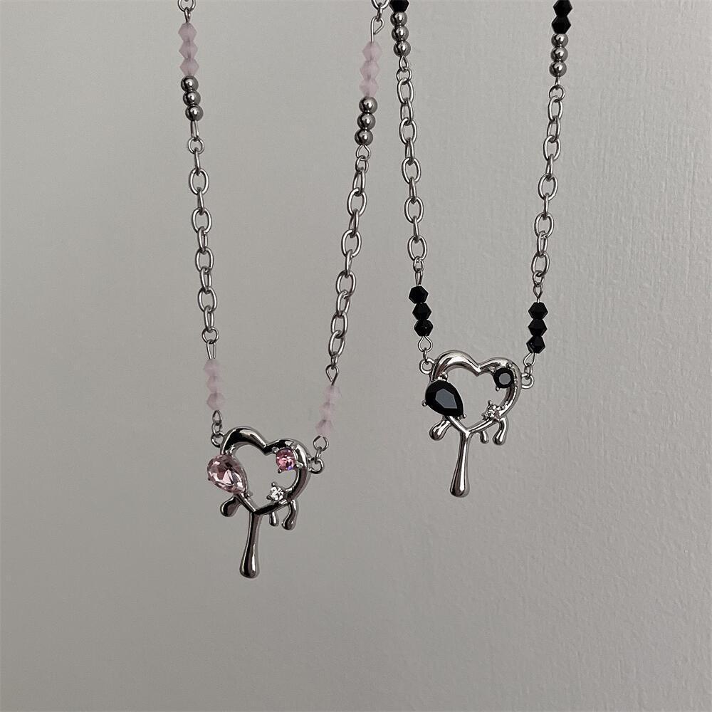 IF ME Vòng cổ Mặt Trái Tim Giọt Nước Màu Hồng Ngọt Ngào