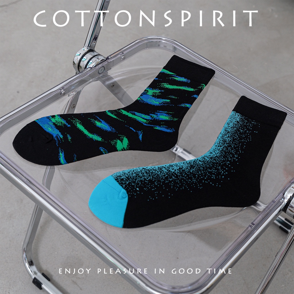 Vớ cổ cao cá tính Nam Nữ Unisex Tất dài cao cổ Phong cách đường phố cao cấp cotton in hình Hoạt hình Hàn Quốc