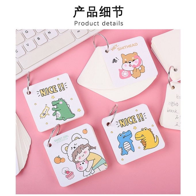 Flashcard trắng hoạt hình 80 trang