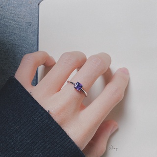 Nhẫn mặt đá tím vuông - trang sức bạc the wing silver