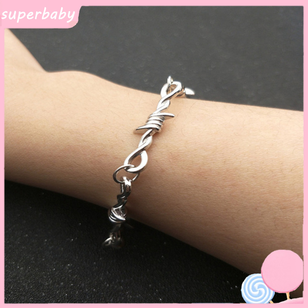 SBaby_ Unisex Hip-hop Gothic Punk Style Barbed Wire Choker Bracelet Bangle Jewelry Gift