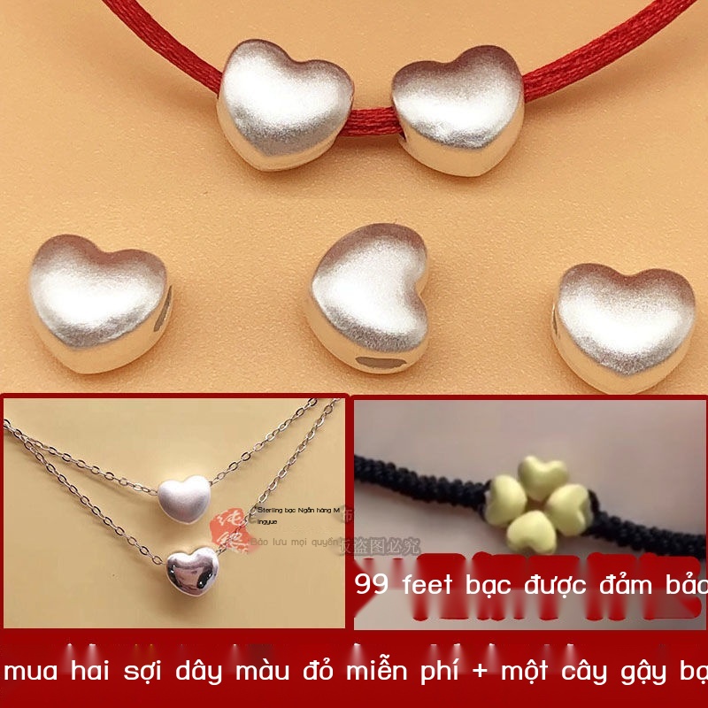 đồ trang sức tự làm✷☸999 Sterling Silver Peach nhỏ Trái tim được đính cườm Hình trái tim Bàn tay được đính cườm Phụ kiện