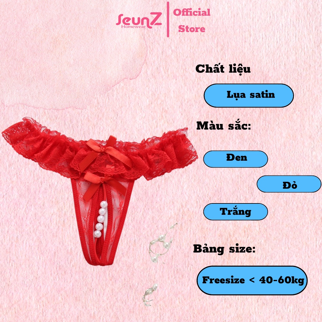 Quần lót ren lọt khe xuyên thấu không đũng hở đáy sexy gợi cảm họa tiết viền ren,đính nơ quyến rũ SeunZ Homewear - QL84