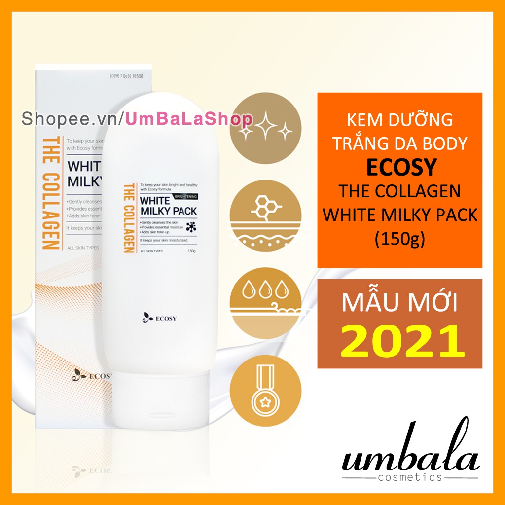 Kem dưỡng trắng da Body Ecosy The Collagen White Milky Pack (150g)
