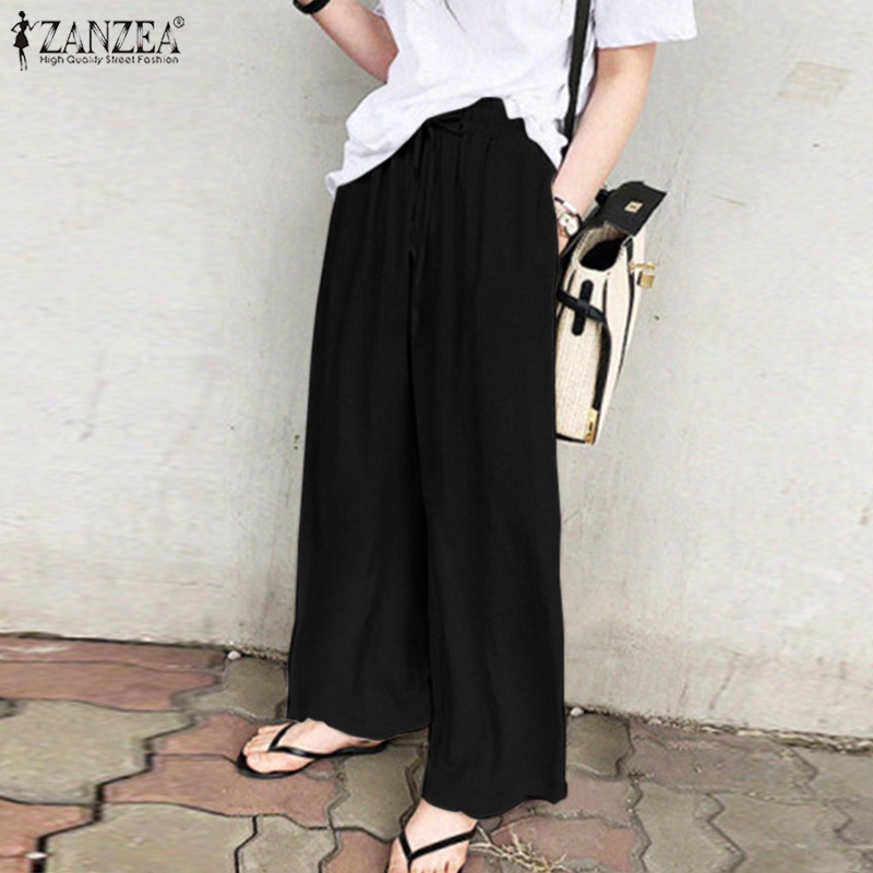Quần dài ống rộng Zanzea phong cách Hàn Quốc thời trang năng động cho nữ