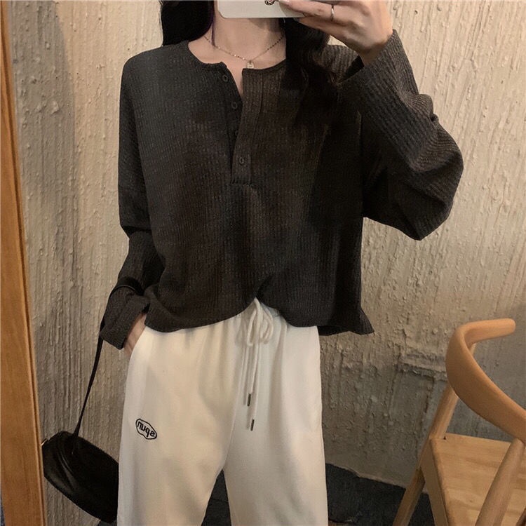 Áo Thun Dài Tay Dáng Rộng Màu Trơn Phong Cách Mới Cho Nữ JL-TX-432