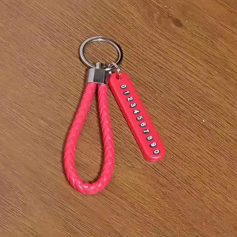 1 Cái / 2021 Móc Chìa Khóa Xe Hơi Dạng Tròn Đính Kim Cương Màu Mới Chống Mất Số Điện Thoại