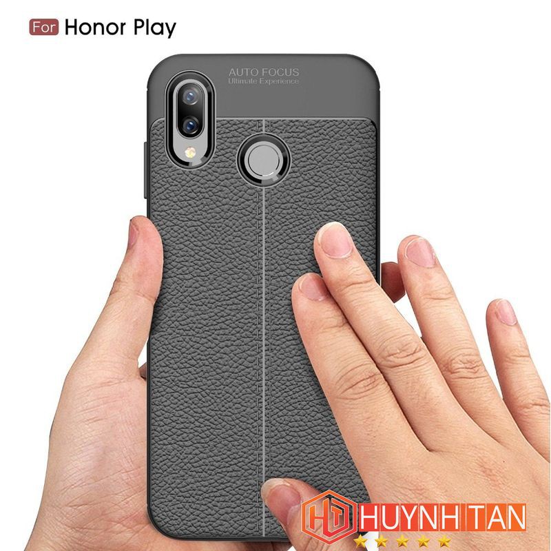 Ốp lưng Huawei Honor Play chống sốc Vân da (2 màu đen và xanh)