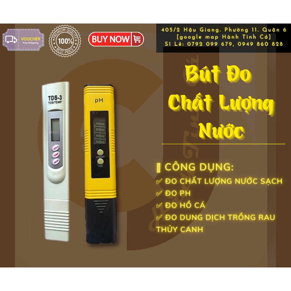 Bút đo chất lượng nước TDS - Bút đo pH thế hệ mới có nút điều chỉnh - Bút đo hồ cá, Bút đo dung dịch trồng rau thủy canh