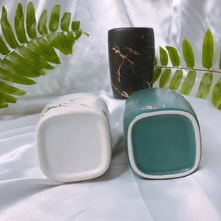 Combo 3 Ly Đánh Răng Gốm Sứ Vân Cẩm Đá Thạch Sang Trọng