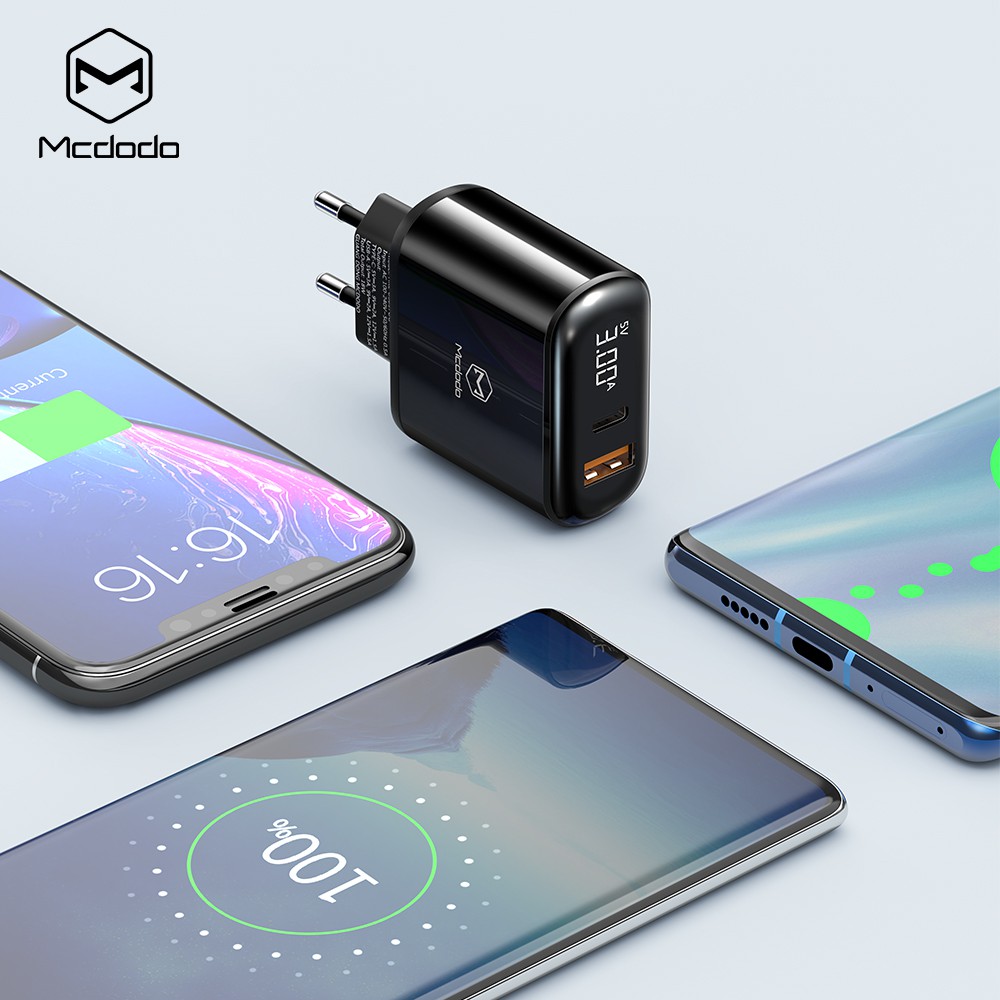 Củ sạc Mcdodo PD+QC3.0 giao diện USB 20W dành cho iPhone 13Promax 12Promax 11 Pro Xr Xiaomi Samsung Huawei