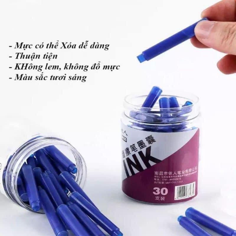 Mực xóa được mà xanh, đen, tím, xanh đen dạng ống