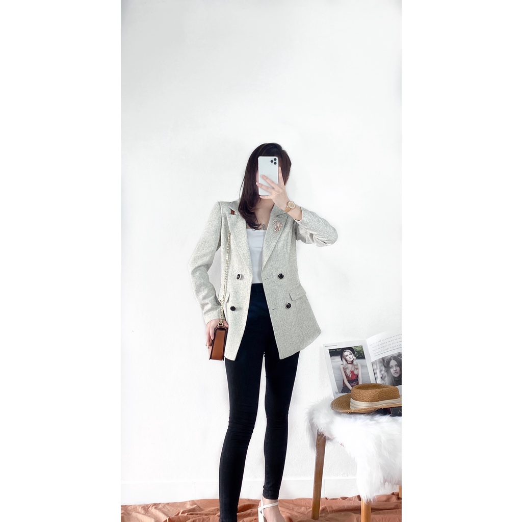 Áo vest dạ tweed dáng dài qua mông hàng thiết kế YAMA Fashion | BigBuy360 - bigbuy360.vn
