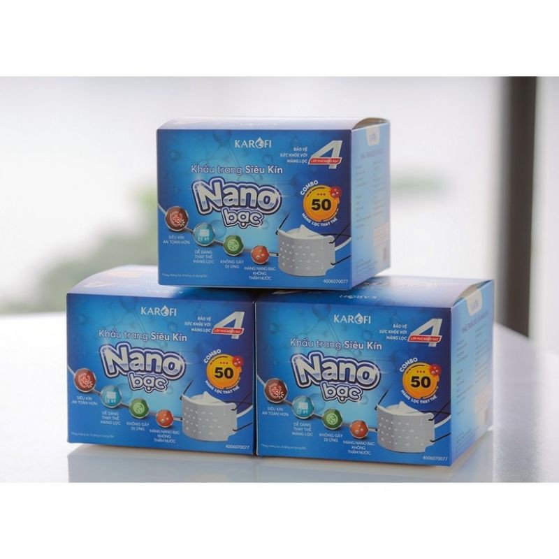 Khẩu trang siêu kín kháng khuẩn 4 lớp NANO bạc KAROFI