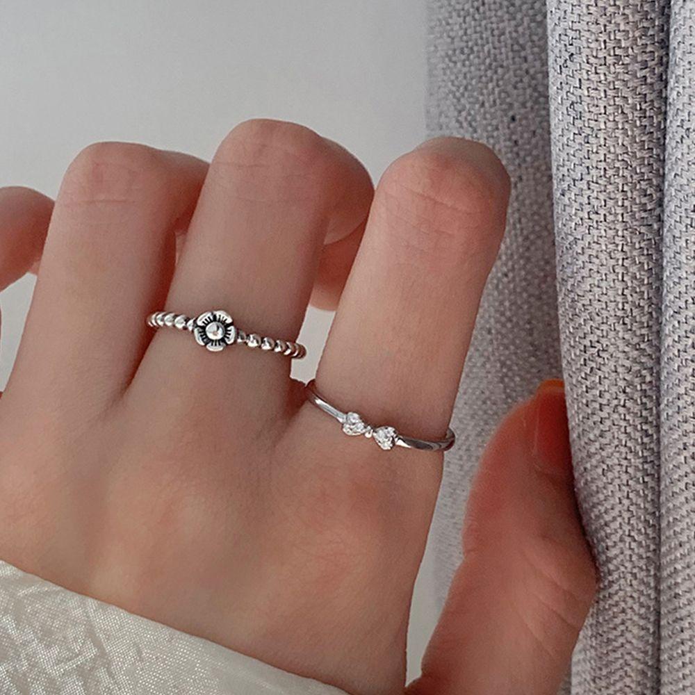 Nhẫn Hợp Kim Co Giãn Hình Hoa / Trái Tim Sáng Tạo Có Thể Điều Chỉnh Cho Nữ