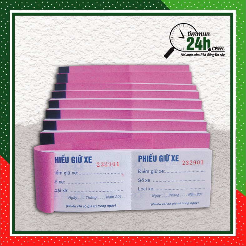 Phiếu giữ xe in sẵn, giá rẻ, tiện lợi (1 Xấp 10 cuốn)