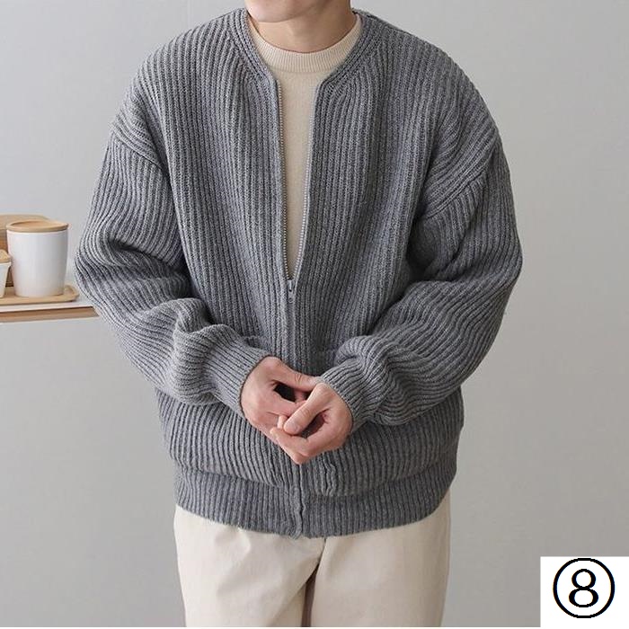 Áo Khoác Cardigan Dệt Kim Cổ Tròn Dáng Rộng Màu Trơn Thời Trang Xuân Thu Cho Nam