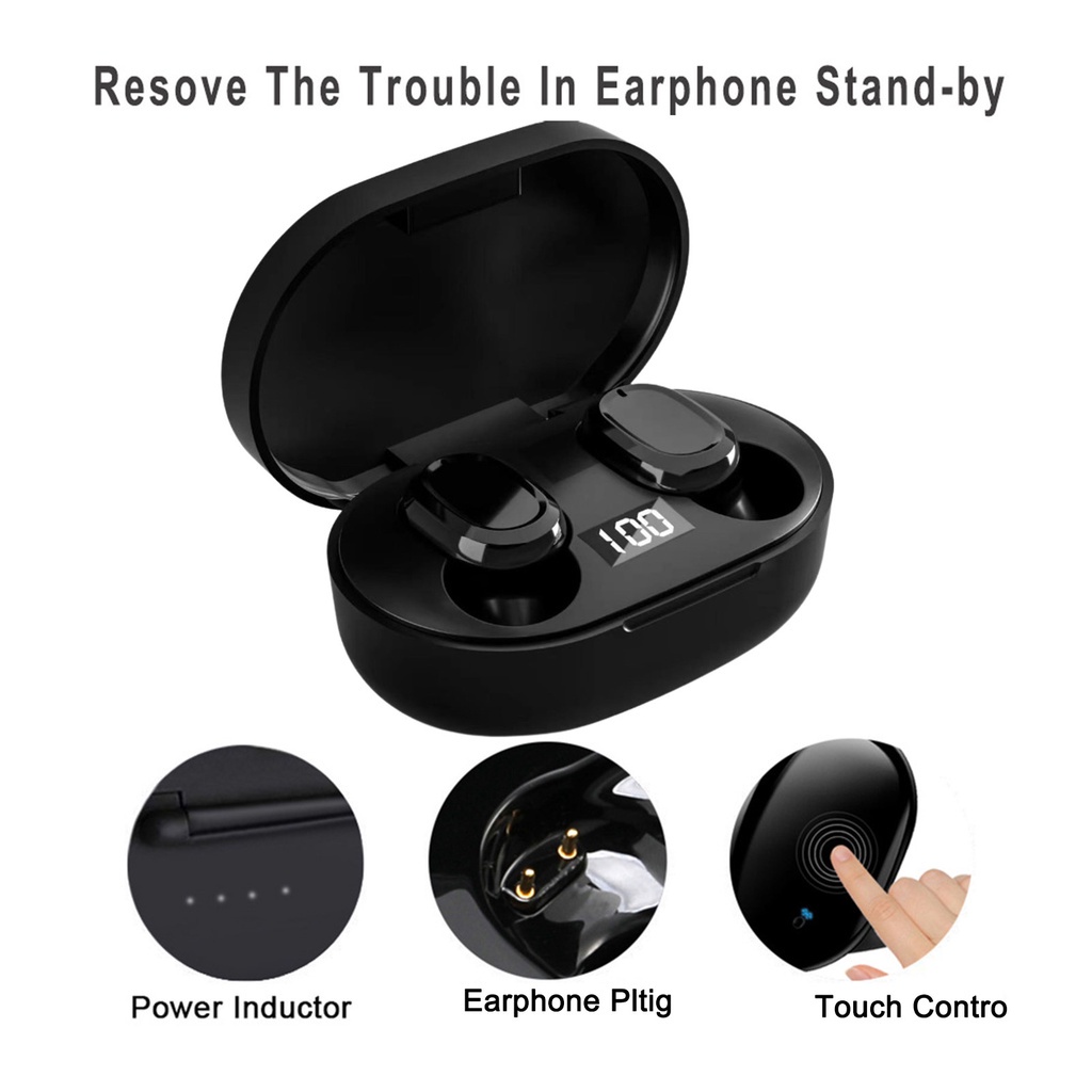 Tai Nghe Bluetooth 5.0 Không Dây D6S Chống Nước Chống Mồ Hôi Kèm Hộp Sạc