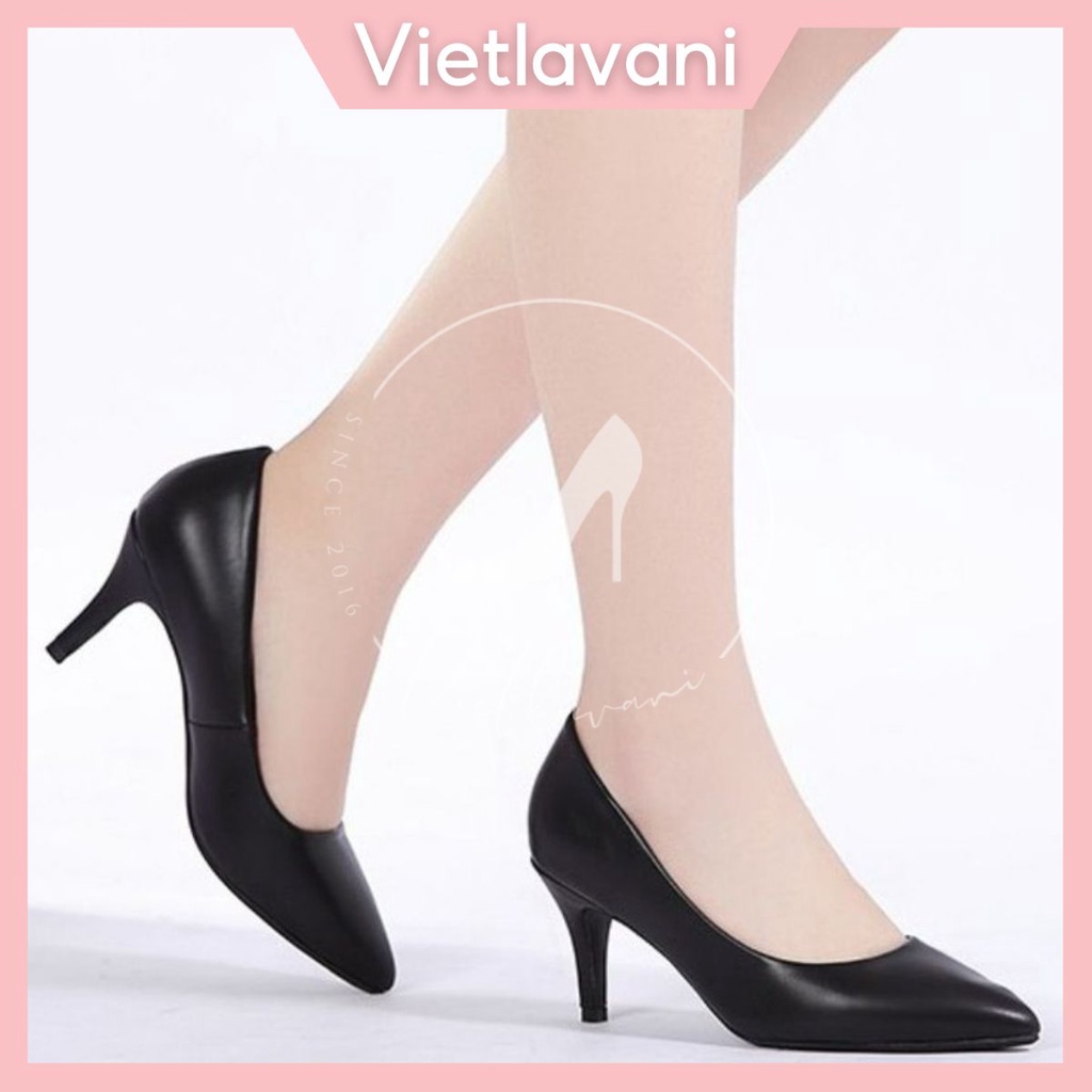 Giày Nữ Công Sở Trơn 5CM Gót Nhọn Đen MÃ XKC1