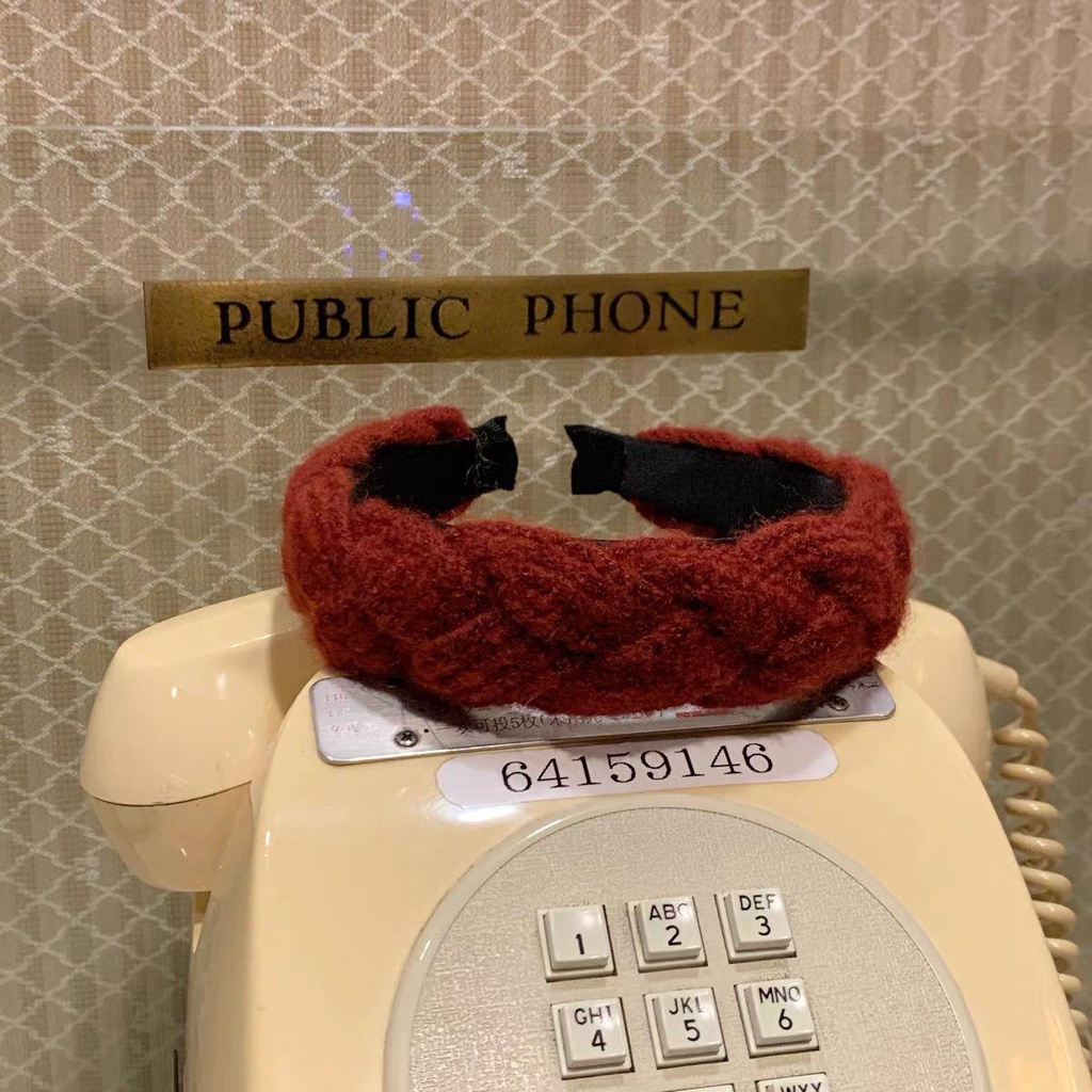 Băng đô cài tóc bản rộng chất liệu len