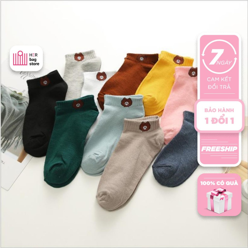 Set 10 đôi tất gấu Brown Nam Nữ Unisex thời trang LOẠI 1 đẹp dầy dặn giá rẻ Herbagstore