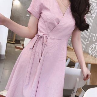 Đầm vạt chéo buộc eo (có 3 màu)